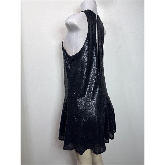 (C1) Free People black sequined mini dress, flared and lined, women's size XS - Picture 10 of 13